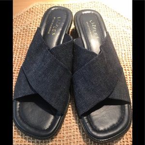 NEW DENIM ‘LIZ CLYBORNE’ Sz8M SLIDES.
